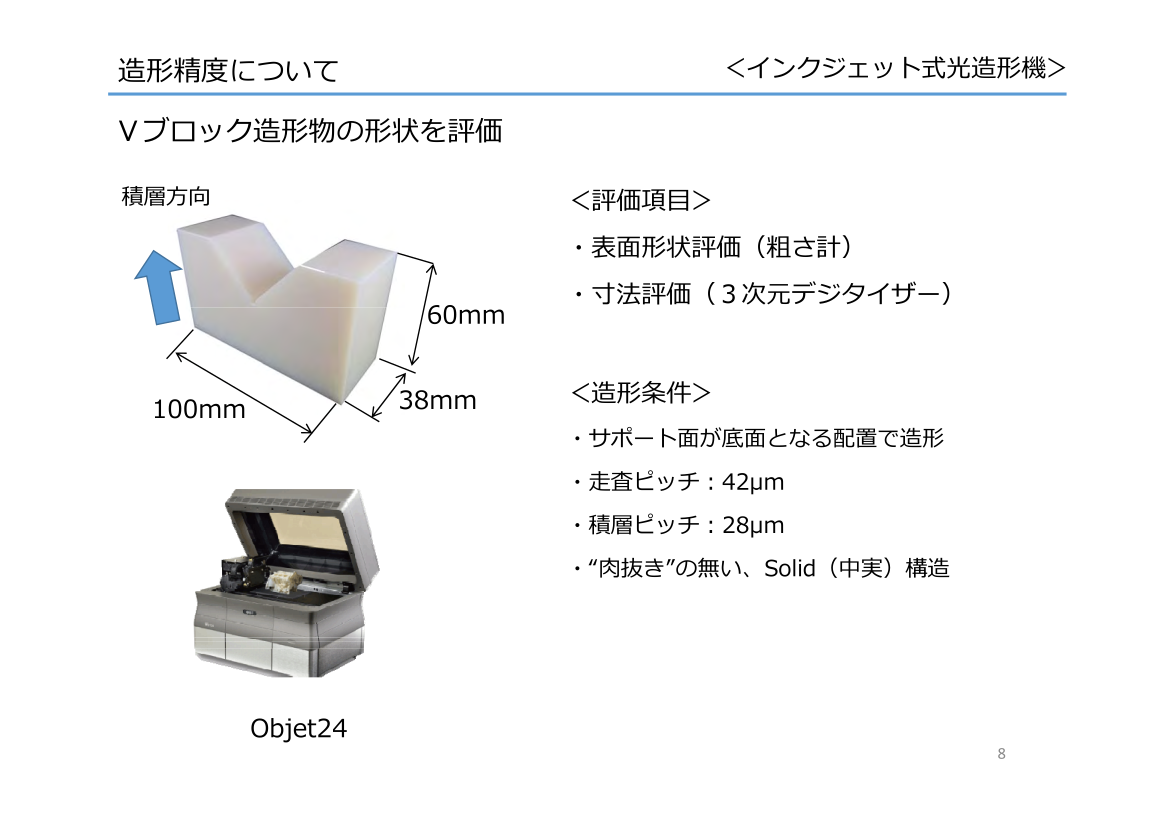 インクジェット式光造形機の造形精度について