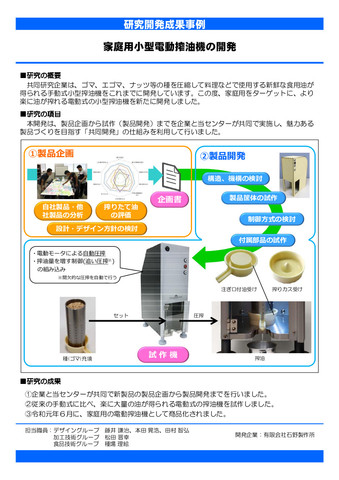 家庭用小型電動搾油機の開発