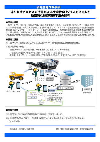 砕石製造プロセスの改善による生産性向上とIoTを活用した効率的な維持管理手法の開発