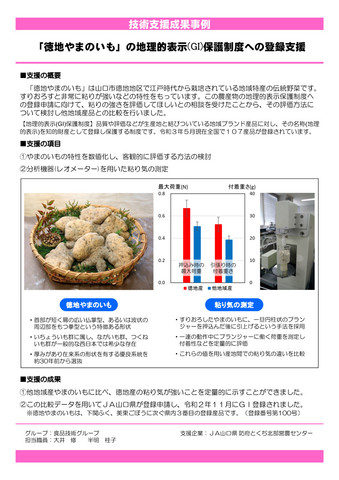 「徳地やまのいも」の地理的表示(GI)保護制度への登録支援