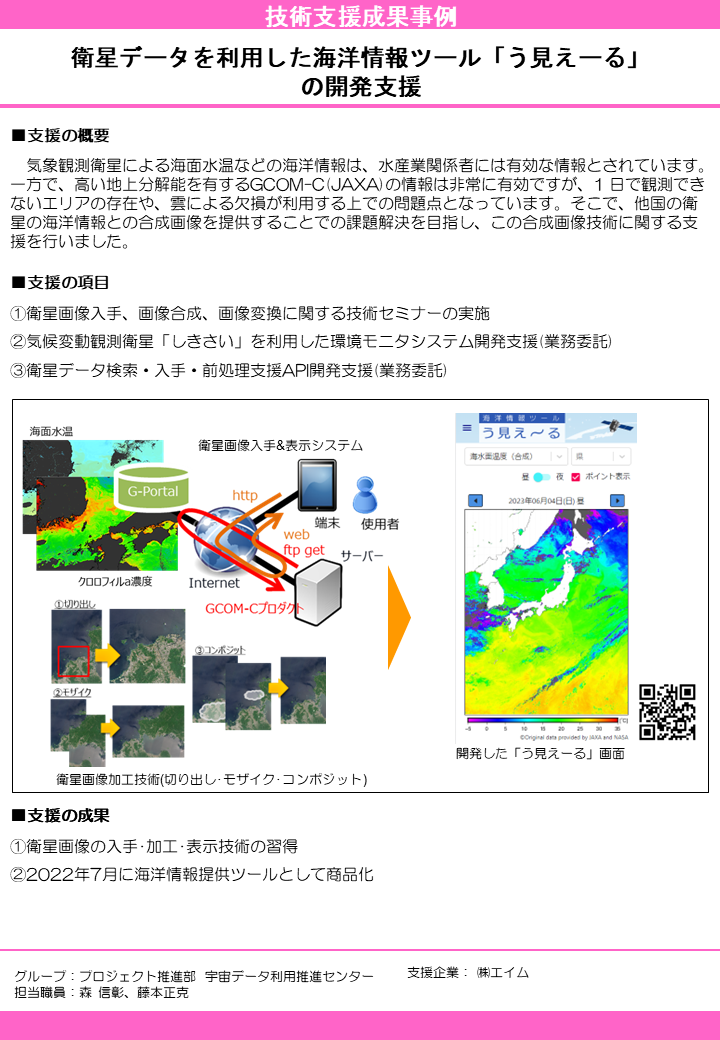 衛星データを利用した海洋情報ツール「う見えーる」 の開発支援