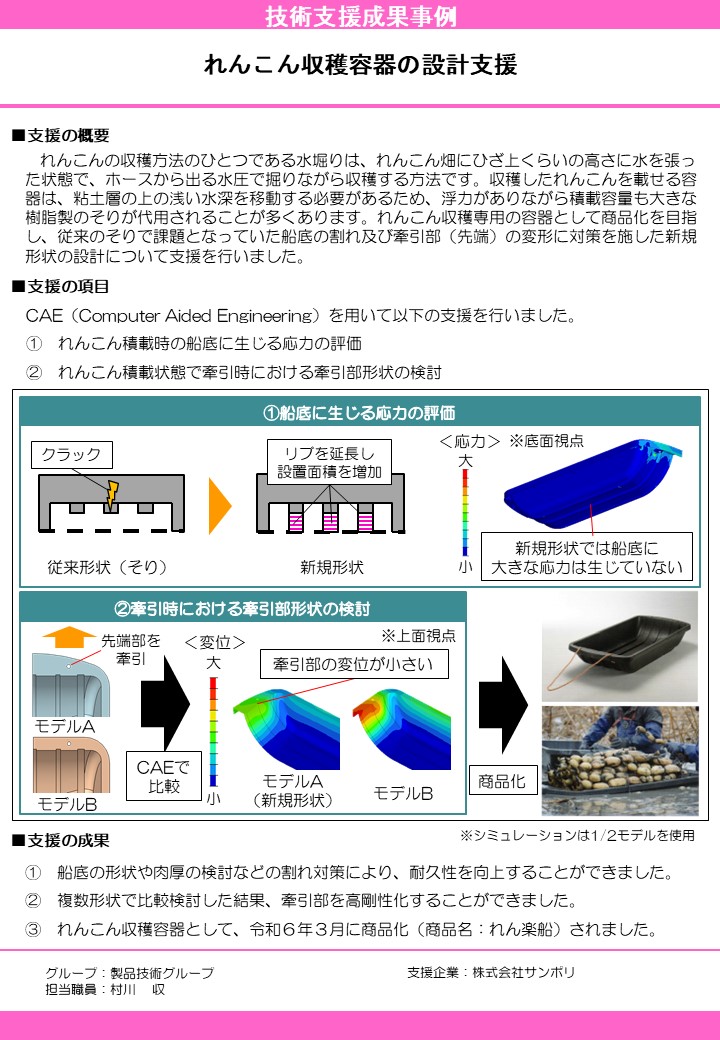 れんこん収穫容器の設計支援