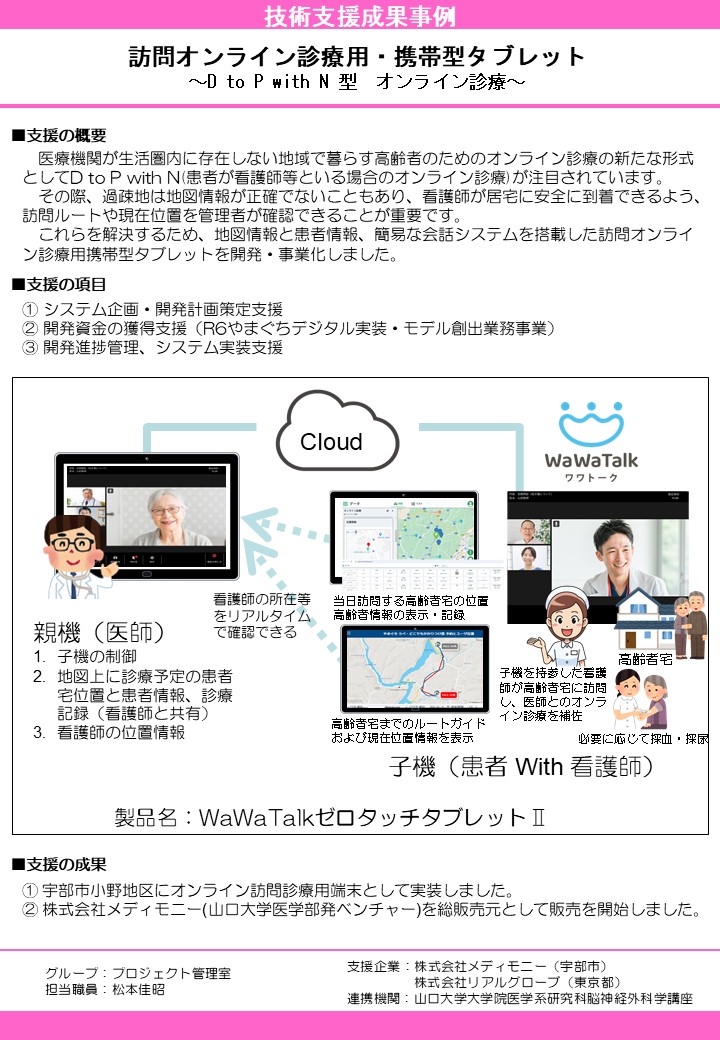訪問オンライン診療用・携帯型タブレット