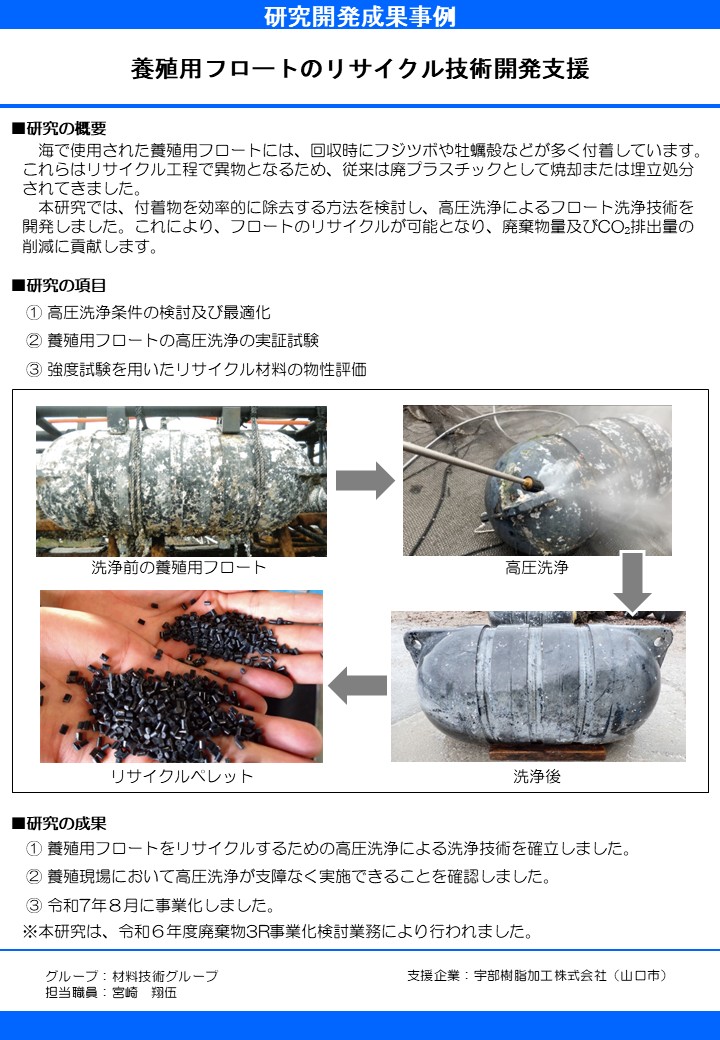 養殖用フロートのリサイクル技術開発支援